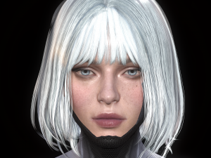 Cyborg Girl Highpoly Character 3D-Modell