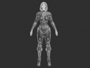 Cyborg Girl Highpoly Character 3D-Modell