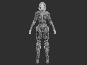Cyborg Girl Highpoly Character 3D Model