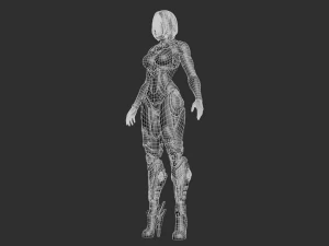 Cyborg Girl Highpoly Character 3D Model