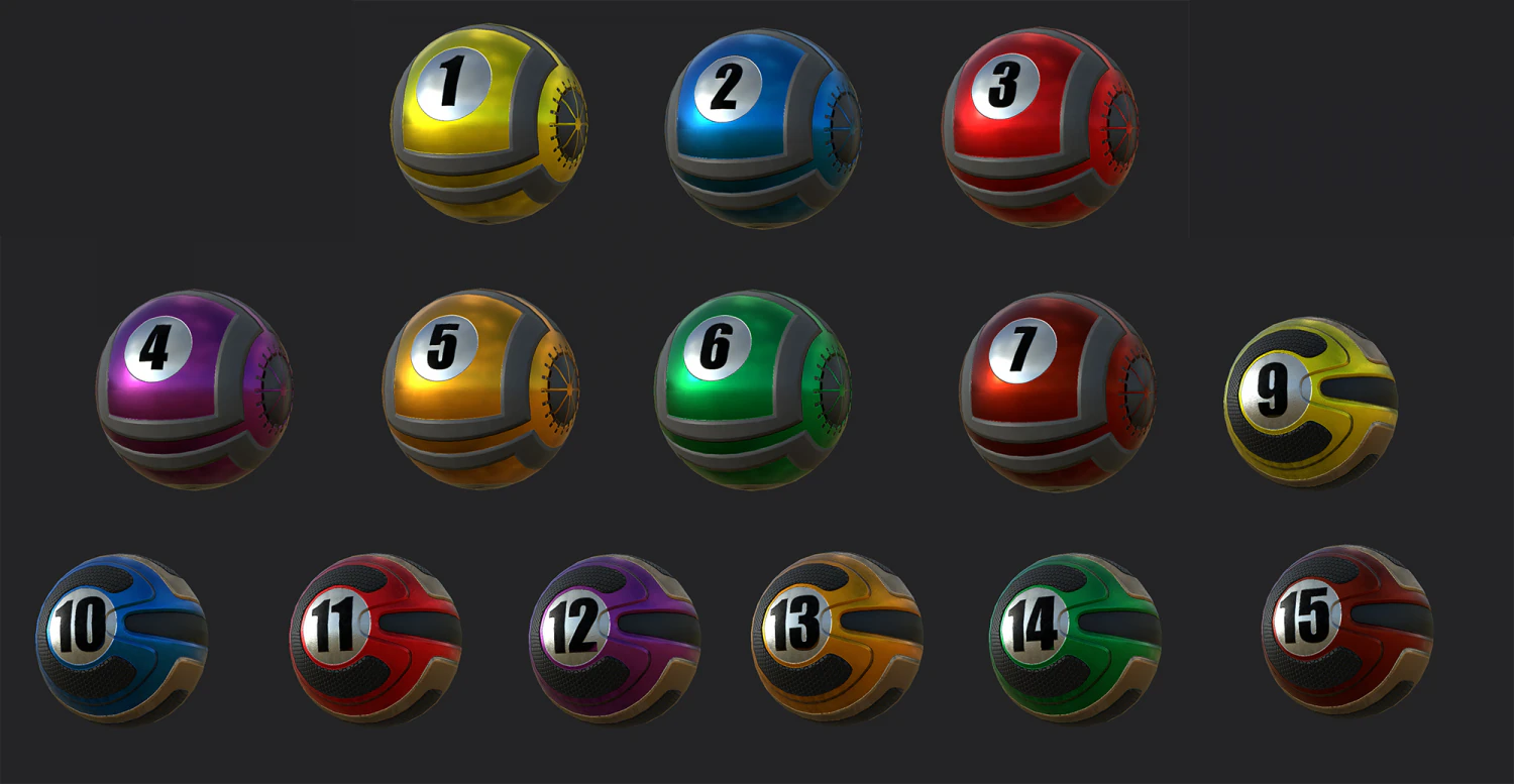 Eight Balls Collection Highpoly Model 3D Model .c4d .max .obj .3ds .fbx .stl .blend