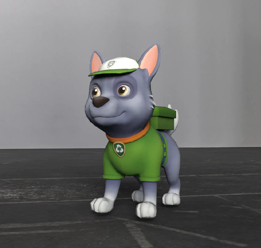Paw Patrol Rocky Rig Animation 3D Model .c4d .max .obj .3ds .fbx .stl .blend 