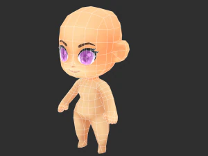 Base Girl Lowpoly Model 3D Model