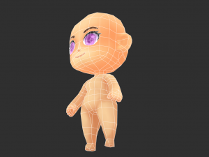 Base Girl Lowpoly Model 3D Модель
