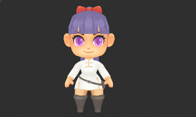 Chinese Girl Hand-Painted Low-Poly 3D Game Assets Model 3D .c4d .max .obj .3ds .fbx .stl .blend 