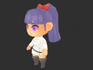 Chinese Girl Hand-Painted Low-Poly 3D Game Assets Model 3D