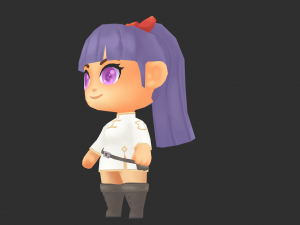 Chinese Girl Hand-Painted Low-Poly 3D Game Assets Model 3D