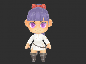 Chinese Girl Hand-Painted Low-Poly 3D Game Assets Model 3D
