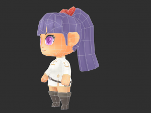 Chinese Girl Hand-Painted Low-Poly 3D Game Assets Model 3D