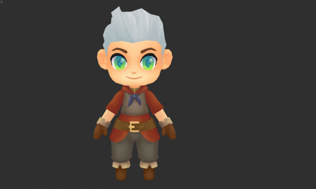 Cowboy Boy Hand-Painted Low-Poly 3D Game Assets Model 3D .c4d .max .obj .3ds .fbx .stl .blend 