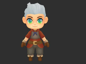 Хлопчик-ковбой, розписаний вручну низькополігональний тривимірний ігровий ресурс 3D Модель