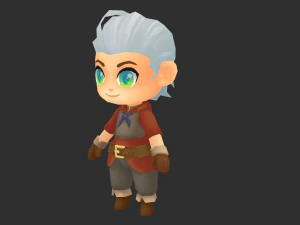 Cowboy Boy Hand-Painted Low-Poly 3D Game Assets 3D Model