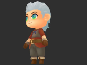 Cowboy Boy Hand-Painted Low-Poly 3D Game Assets 3D Model
