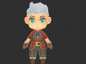 Cowboy Boy Hand-Painted Low-Poly 3D Game Assets Model 3D