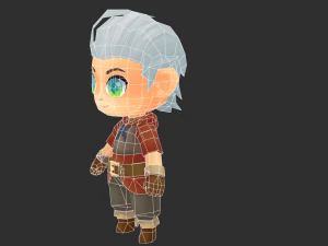 Cowboy Boy Hand-Painted Low-Poly 3D Game Assets 3D Model