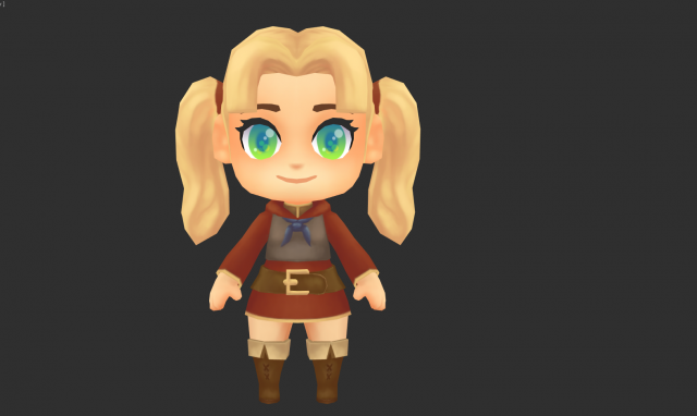 Europe Girl Hand-Painted Low-Poly 3D Game Assets 3Dモデル .c4d .max .obj .3ds .fbx .stl .blend 