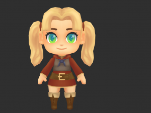 Europe Girl Hand-Painted Low-Poly 3D Game Assets 3D Модель