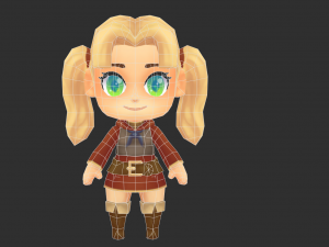 Europe Girl Hand-Painted Low-Poly 3D Game Assets 3Dモデル