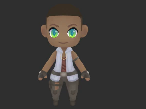 Африканський хлопчик, розписаний вручну низькополігональний тривимірний ігровий ресурс 3D Модель