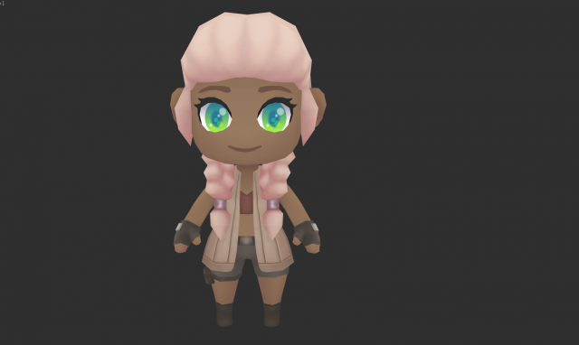 African Girl Hand-Painted Low-Poly 3D Game Assets Modelo 3D .c4d .max .obj .3ds .fbx .stl .blend 