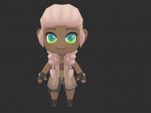 African Girl Hand-Painted Low-Poly 3D Game Assets 3D Model