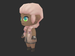 African Girl Hand-Painted Low-Poly 3D Game Assets 3D Model