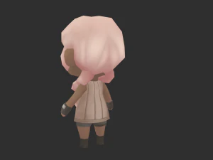 African Girl Hand-Painted Low-Poly 3D Game Assets 3D Model
