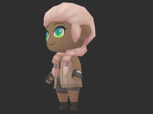 African Girl Hand-Painted Low-Poly 3D Game Assets 3D Model