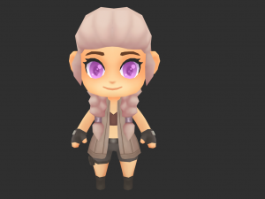 African Girl Hand-Painted Low-Poly 3D Game Assets Modelo 3D