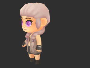 African Girl Hand-Painted Low-Poly 3D Game Assets 3D Model