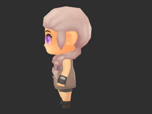 African Girl Hand-Painted Low-Poly 3D Game Assets 3D Model