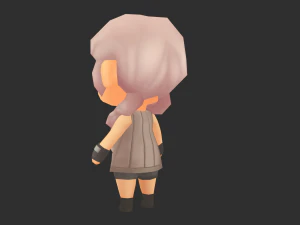 African Girl Hand-Painted Low-Poly 3D Game Assets 3D Model