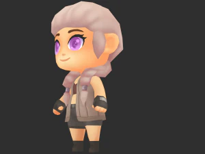 African Girl Hand-Painted Low-Poly 3D Game Assets 3D Model