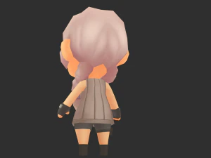 African Girl Hand-Painted Low-Poly 3D Game Assets 3D Model