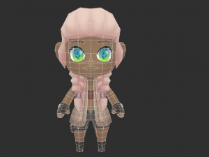 African Girl Hand-Painted Low-Poly 3D Game Assets Modelo 3D