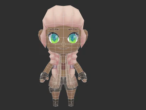 African Girl Hand-Painted Low-Poly 3D Game Assets 3D Model