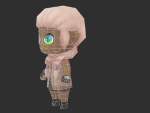 African Girl Hand-Painted Low-Poly 3D Game Assets 3D Model