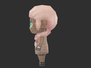 African Girl Hand-Painted Low-Poly 3D Game Assets 3D Model