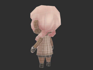 African Girl Hand-Painted Low-Poly 3D Game Assets 3D Model