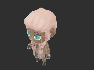 African Girl Hand-Painted Low-Poly 3D Game Assets 3D Model