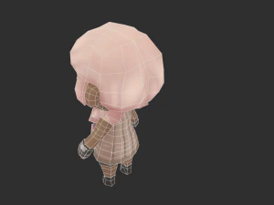 African Girl Hand-Painted Low-Poly 3D Game Assets 3D Model