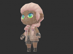 African Girl Hand-Painted Low-Poly 3D Game Assets Modelo 3D