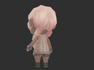 African Girl Hand-Painted Low-Poly 3D Game Assets 3D Model