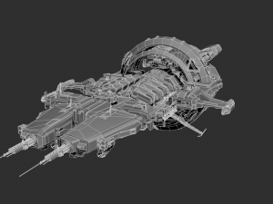 Fantastic Space Ship Highpoly Asset 3D Model