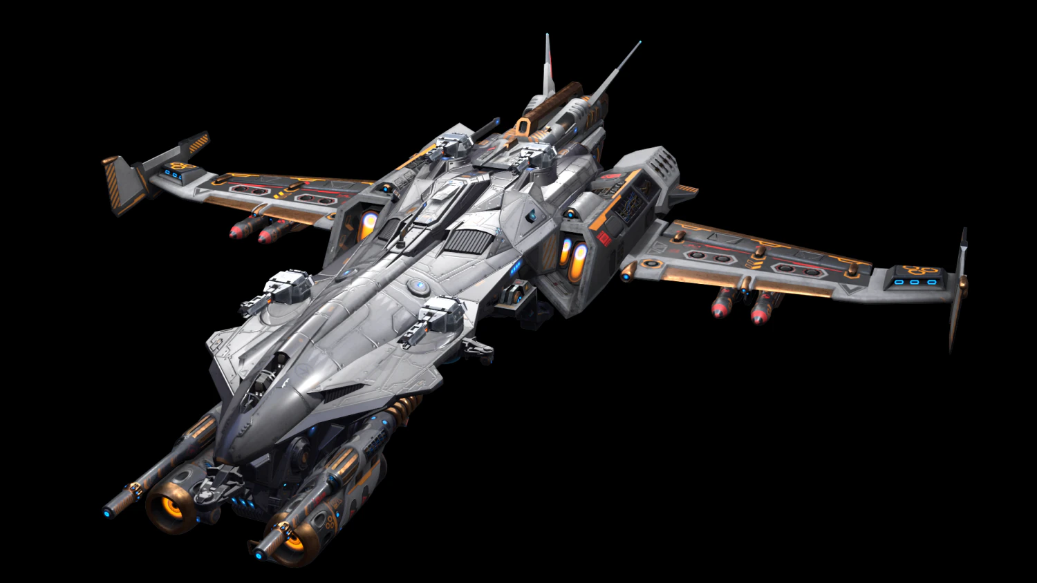 Battle Space Ship Highpoly Asset 3D Model .c4d .max .obj .3ds .fbx .stl .blend 