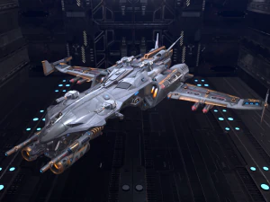 Battle Space Ship Highpoly Asset 3D Model