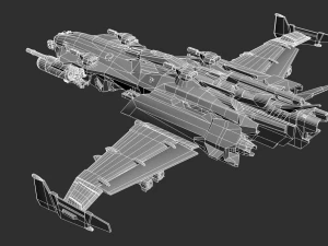 Battle Space Ship Highpoly Asset 3D Model