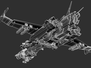 Battle Space Ship Highpoly Asset 3D Model