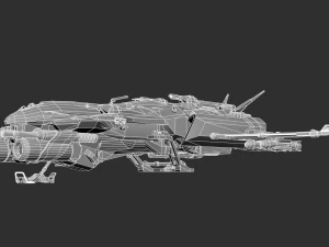 Battle Space Ship Highpoly Asset 3D Model