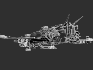 Battle Space Ship Highpoly Asset 3D Model